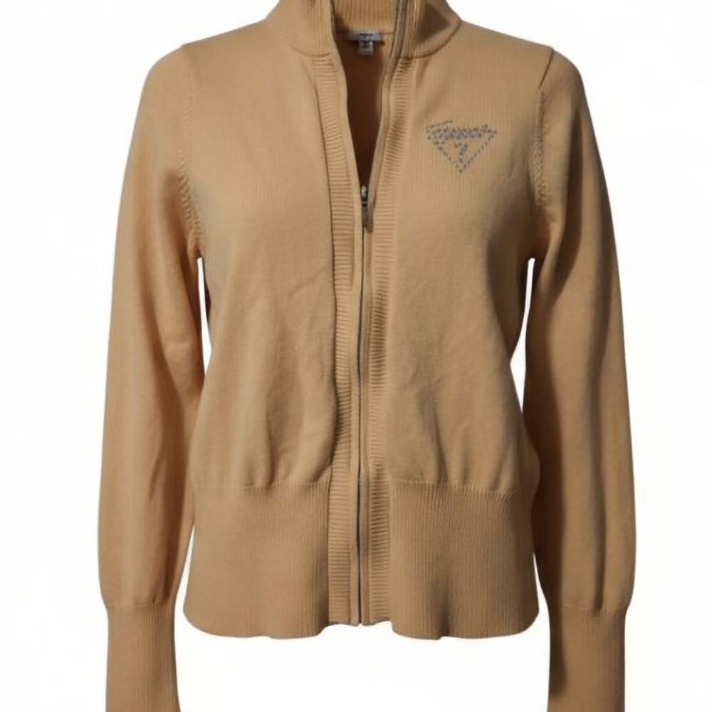 Guess Peach Zip-Up Cardigan with Logo